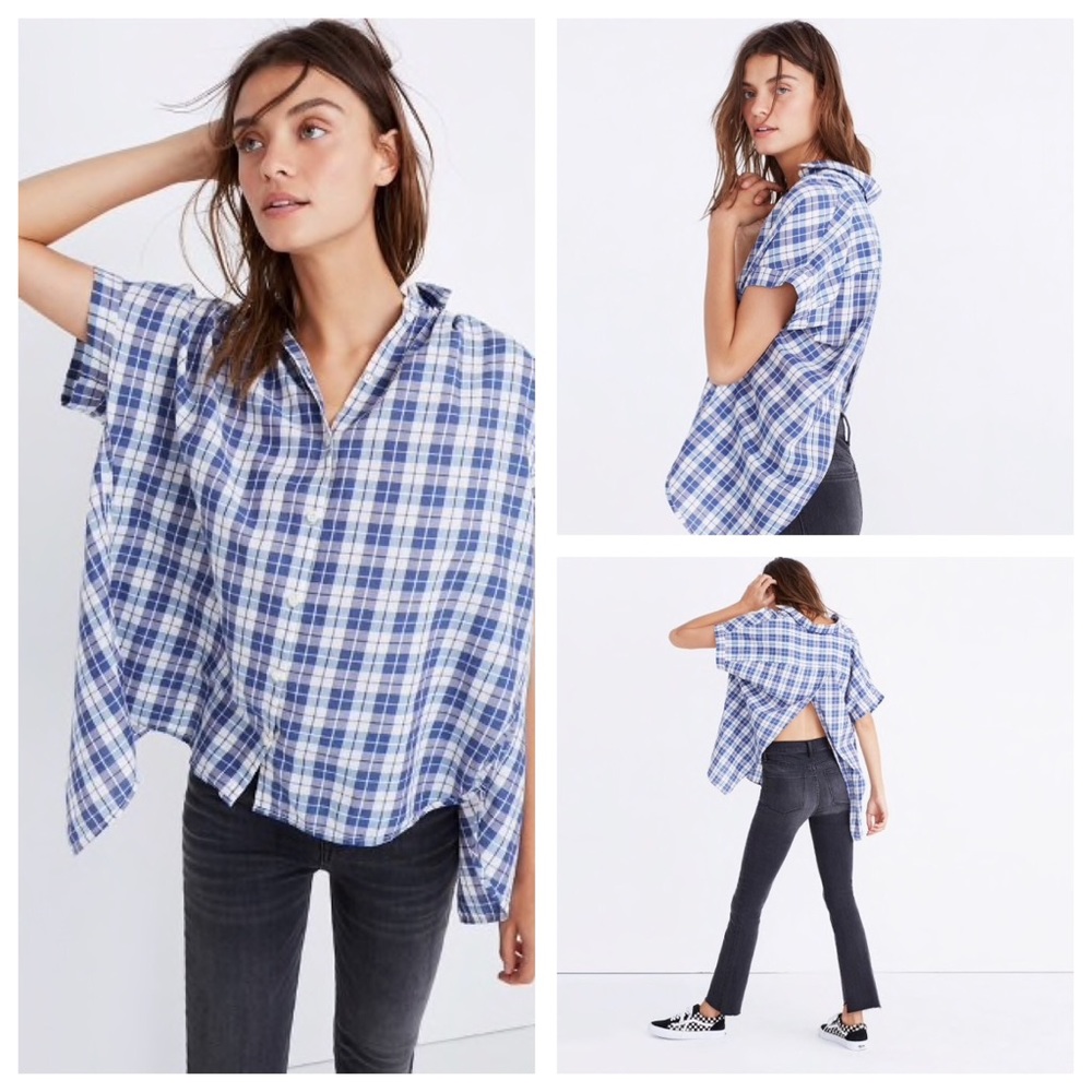 Madewell Central Open-Back Shirt in Linus Plaid